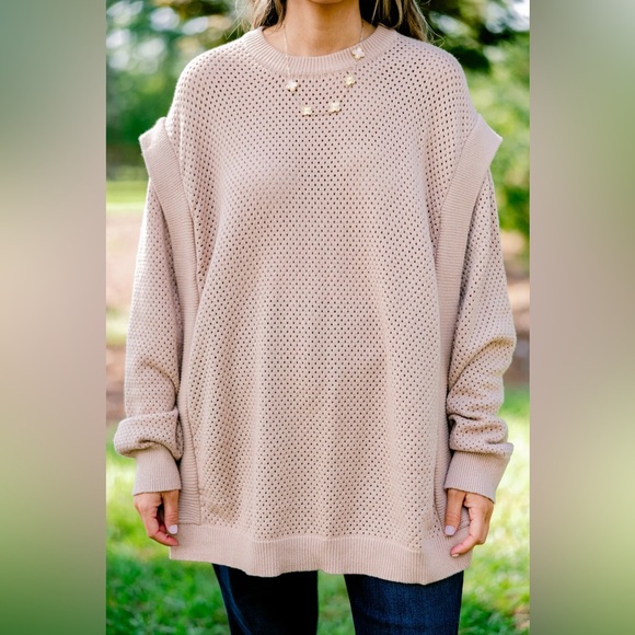 Chic Soul Size 1X Allstar Sweater, Beige Plus Size NWOT - Picture 3 of 10